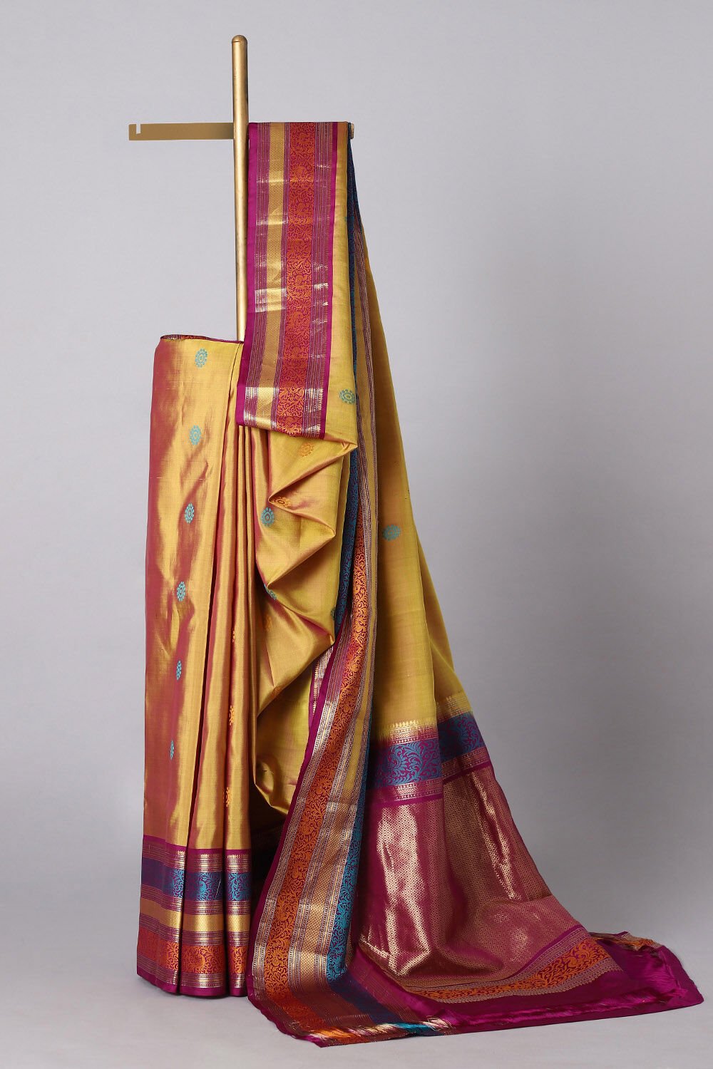 Mustard Pure Silk South Saree image number null