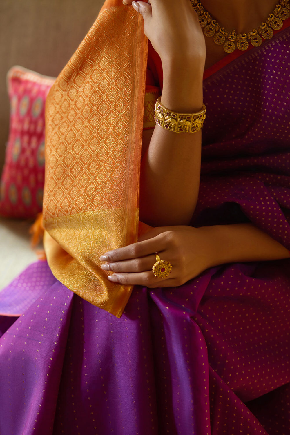 Purple Woven Pure Silk Kanjivaram Saree image number null