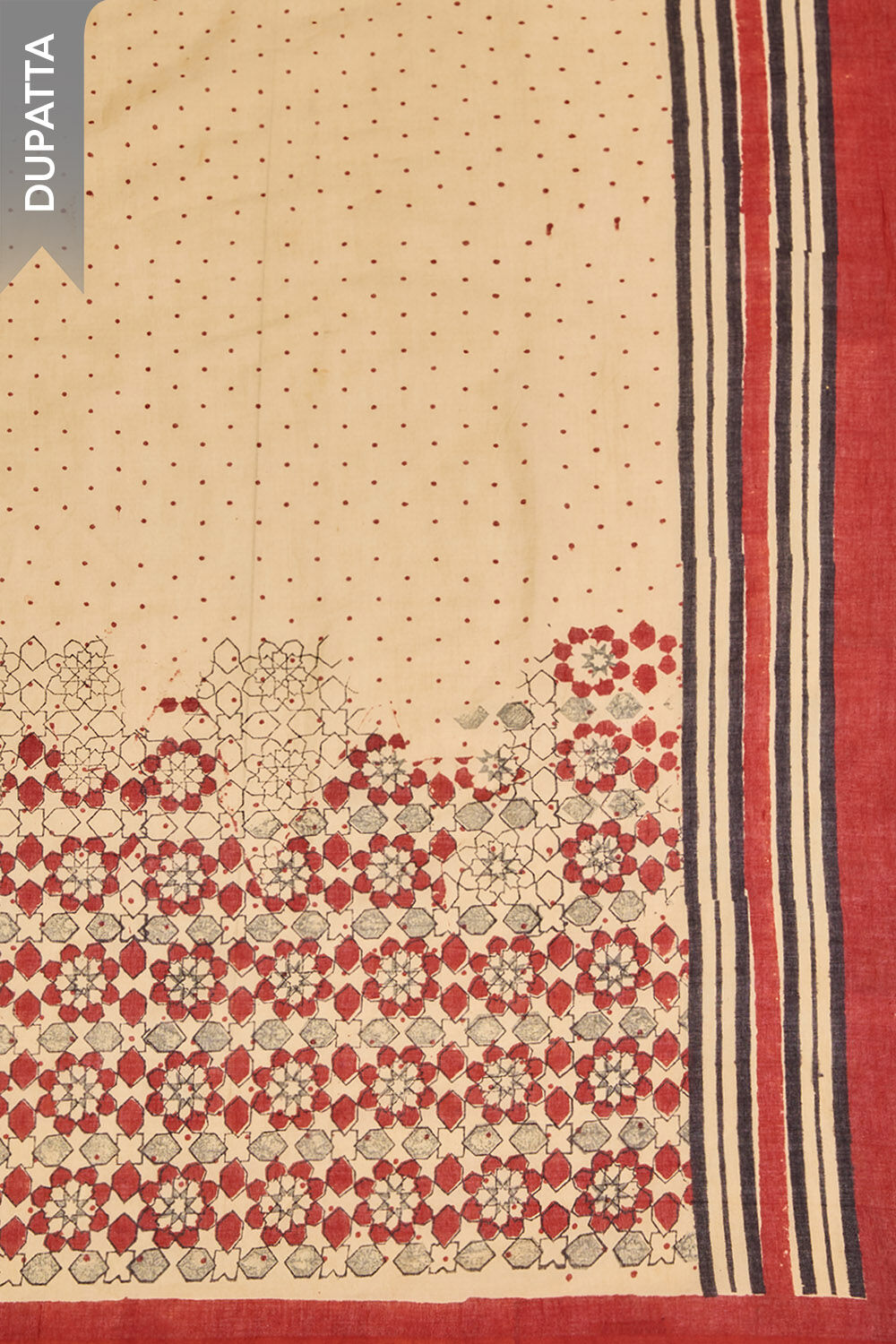 Dark Red Pure Cotton Bagru Block Printed Unstitched Suit Set image number null