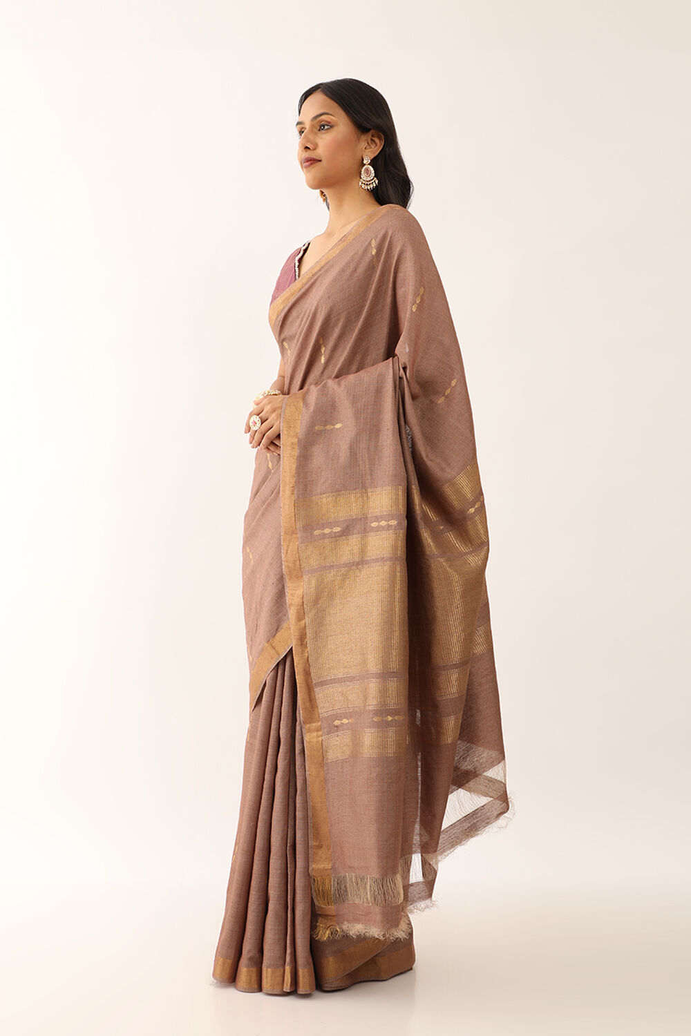 Brown Chattisgarh Woven Pure Tussar Silk Saree image number null