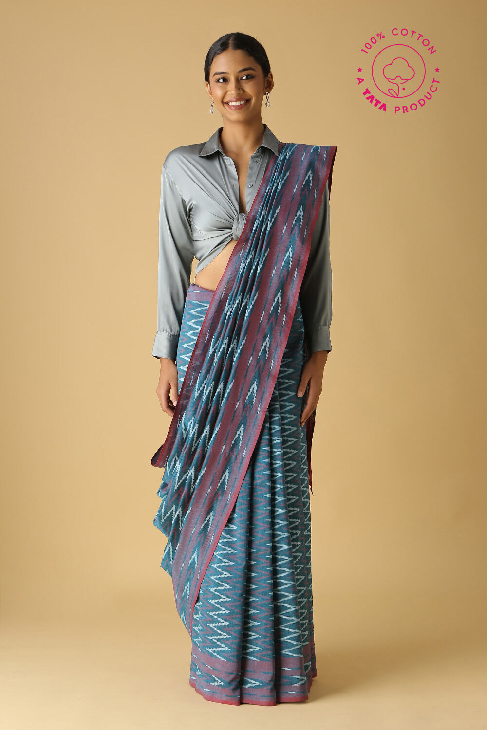 Dark Pure Green Cotton Pochampalli Ikat image number null