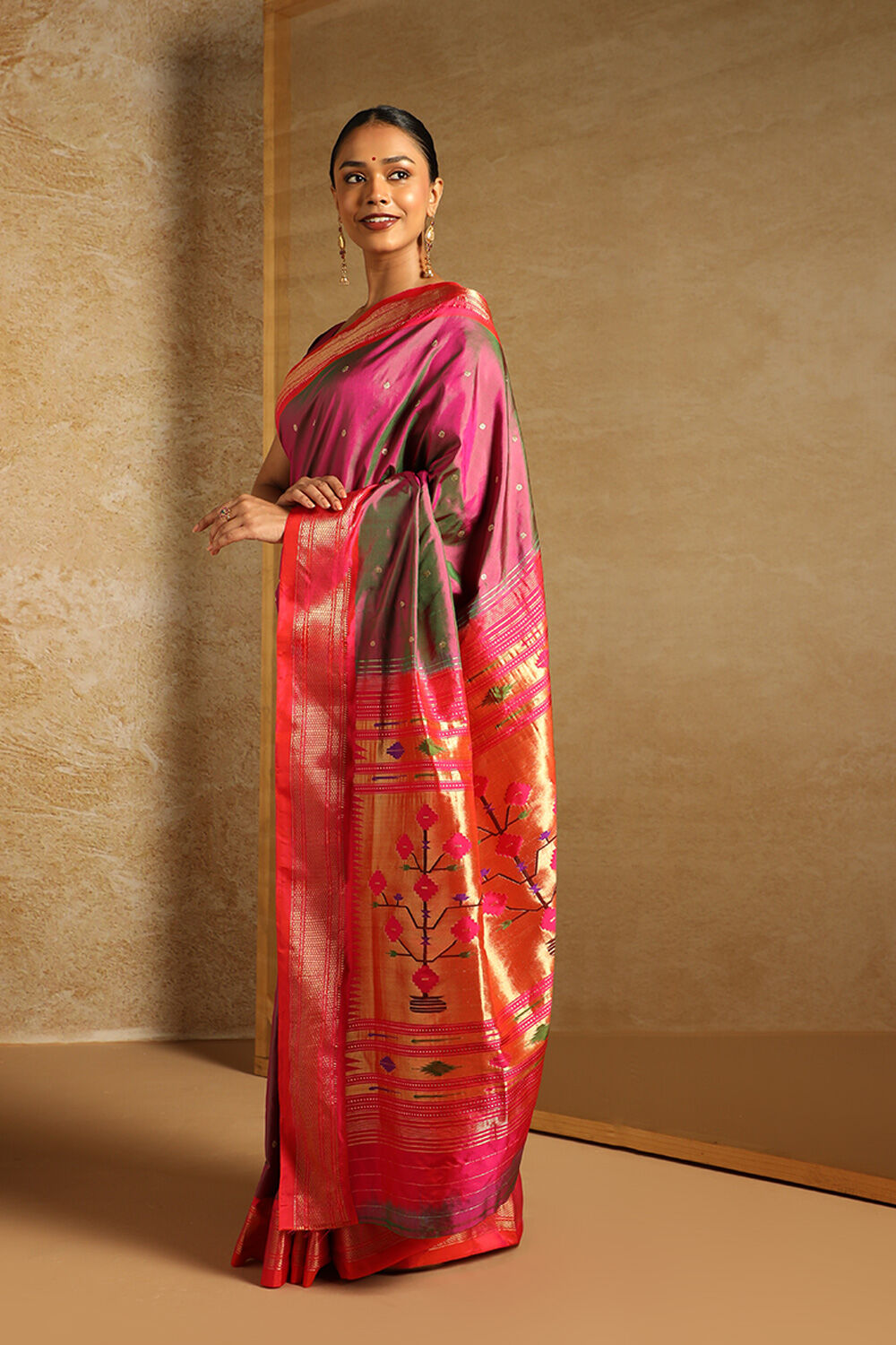 Voilet Pure Silk Paithani Saree image number null