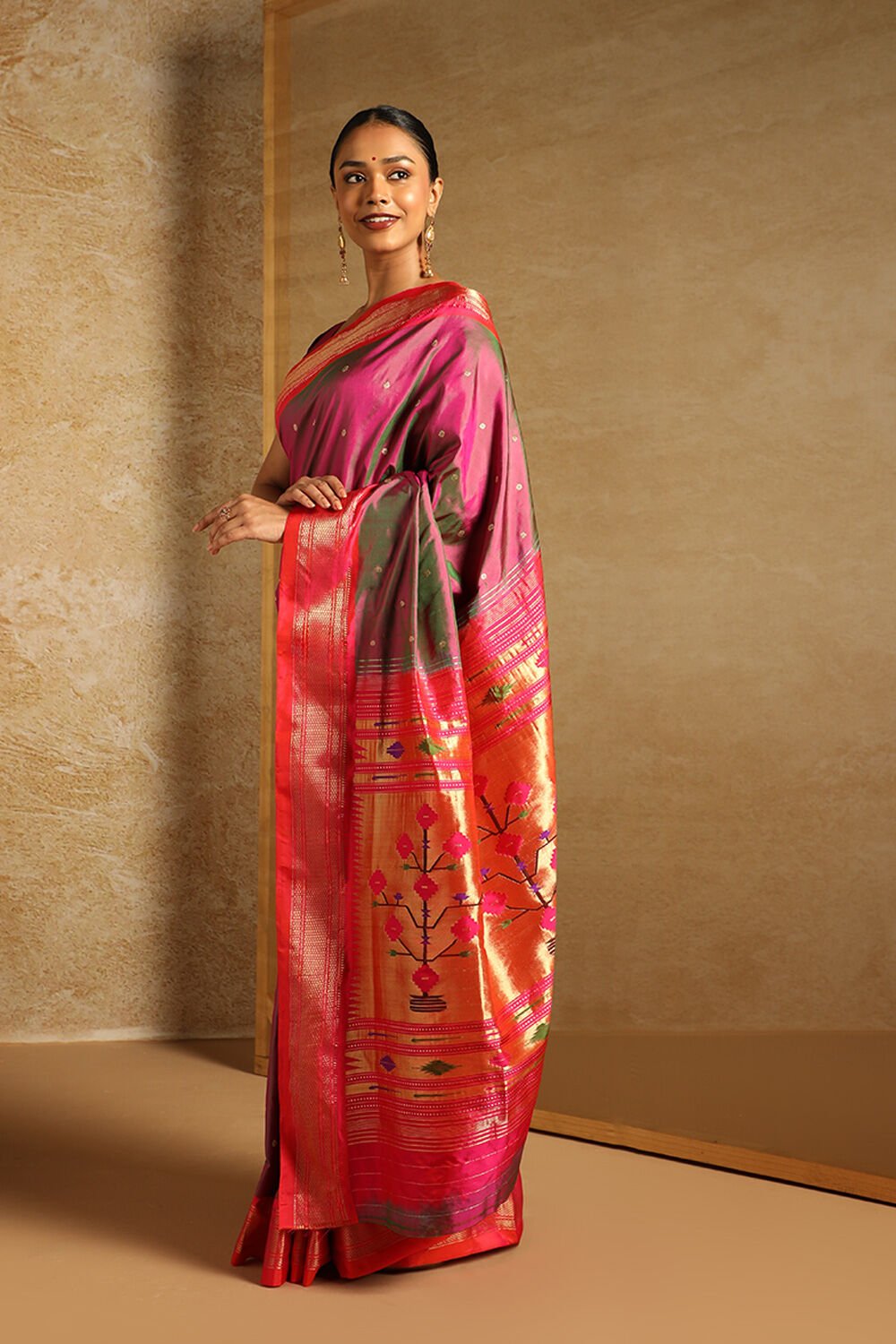 Voilet Pure Silk Paithani Saree image number null