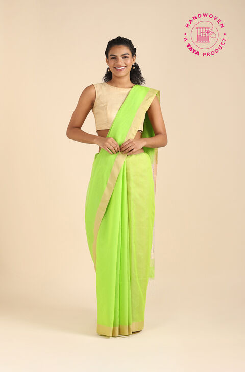 Light Green Pure Silk Cotton Bengal Saree