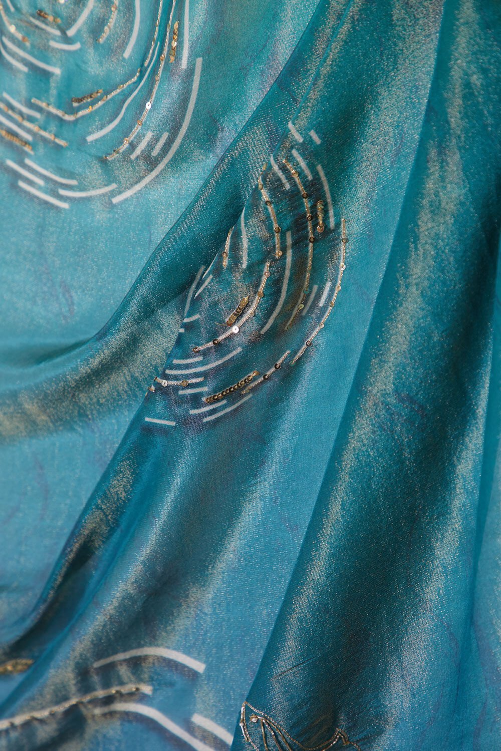Blue Viscose Tissue Embroidery Saree image number null