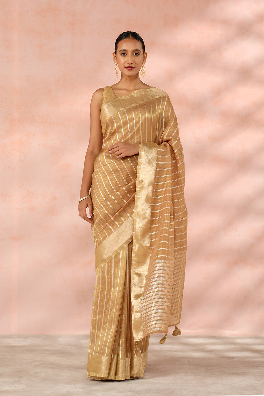Brown Contemporary Viscose Tissue Woven Saree image number null