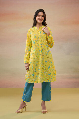 Yellow Pure Cotton Screen Printed  Kurta Set image number