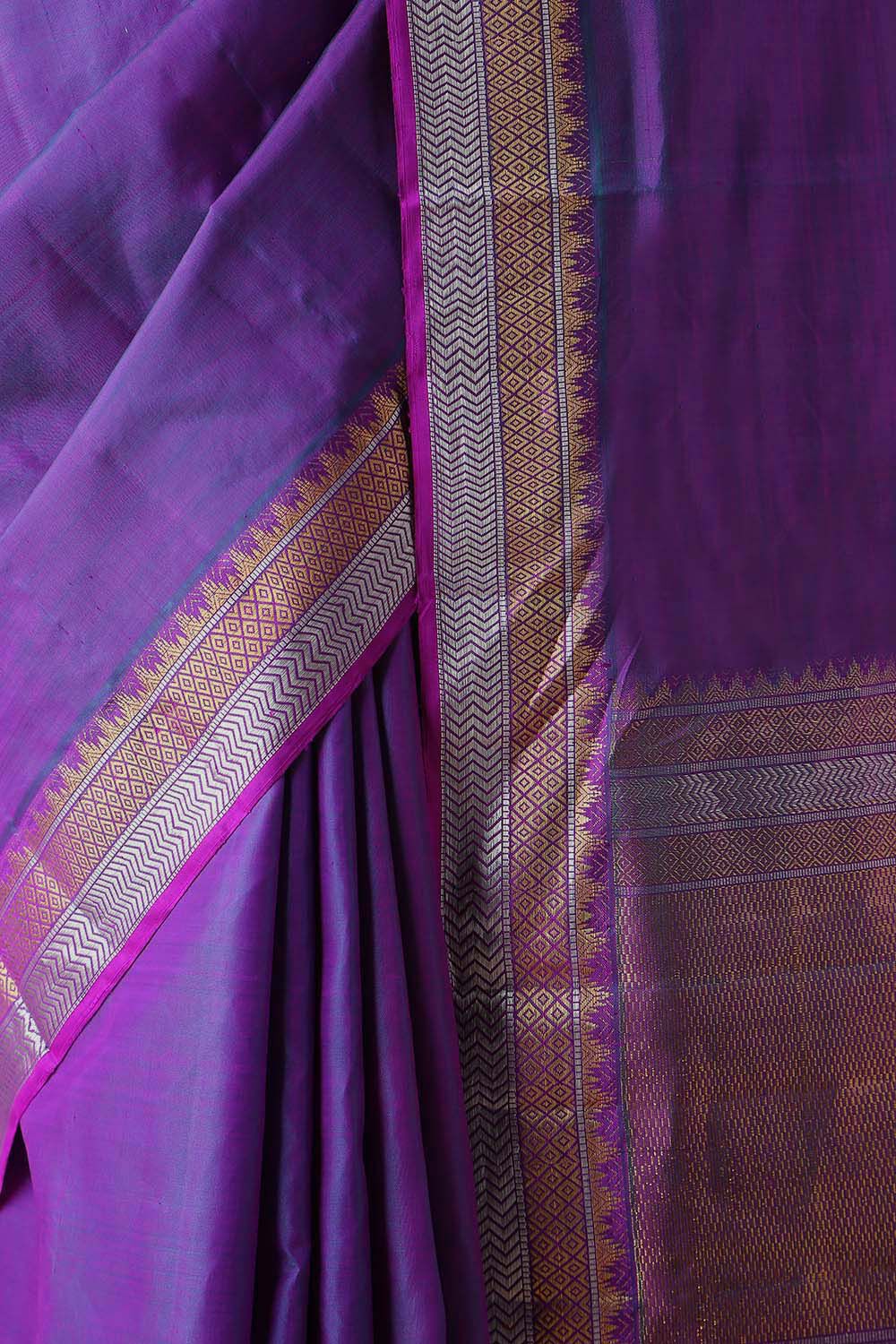 Purple Pure Silk Kanjivaram Saree image number null