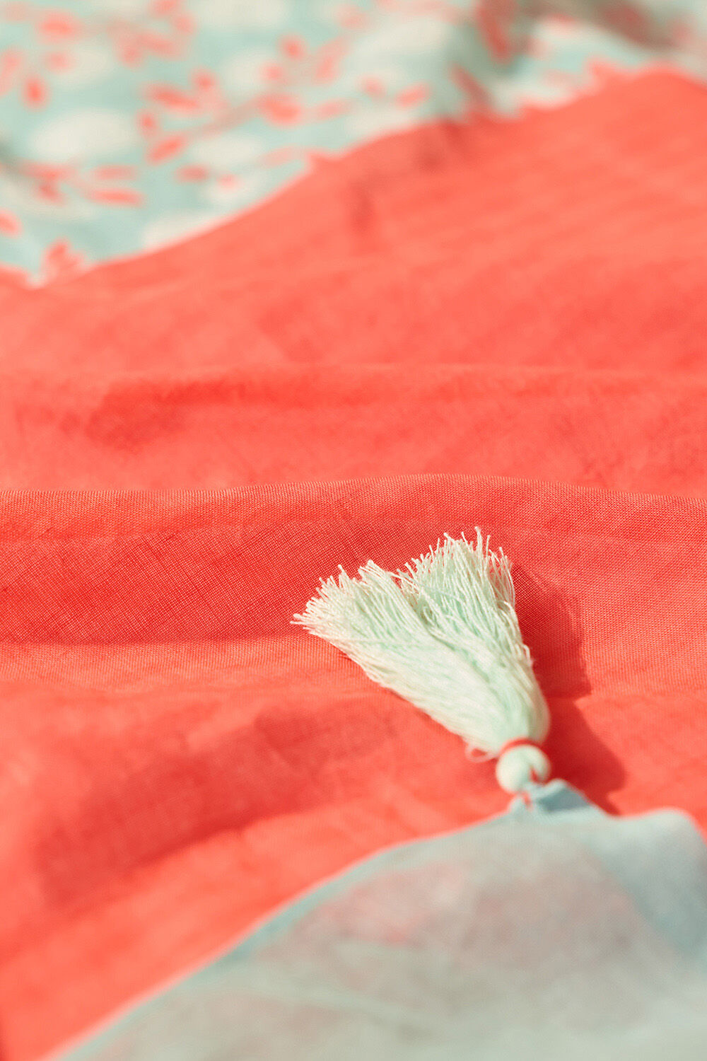 Light Blue Bengal Screen Printed Pure Cotton Mulmul Saree image number null