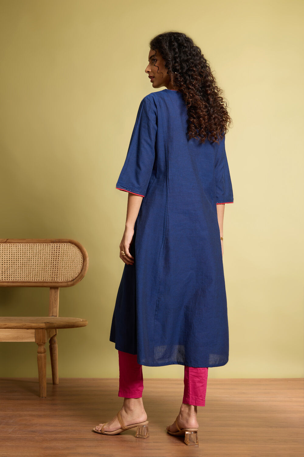 Blue Woven Pure Cotton Kurta image number null