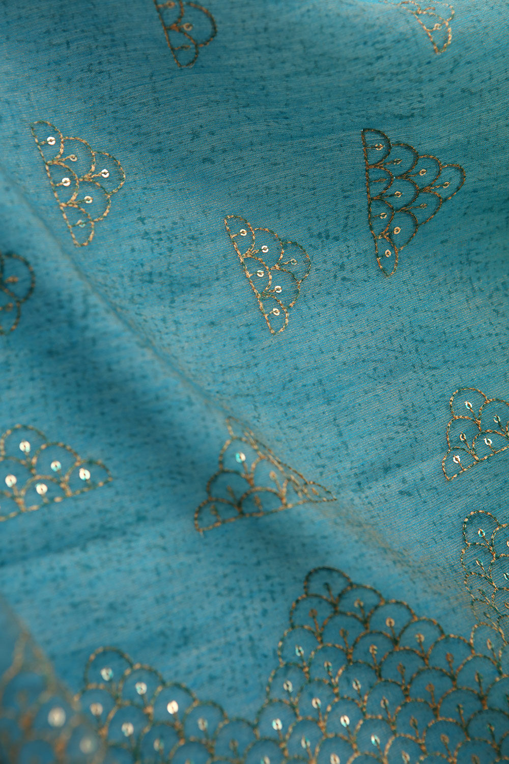 Blue Pure Tussar Tissue Embroidery Saree image number null