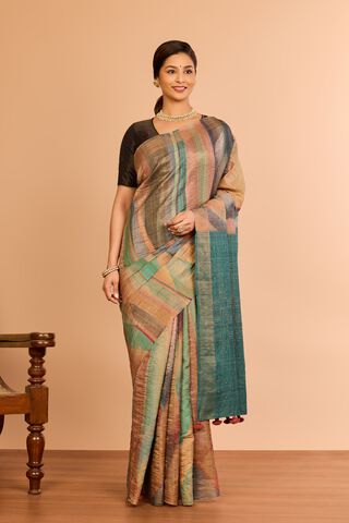 Multicolor Tussar Embroidered Saree thumbnail image number null