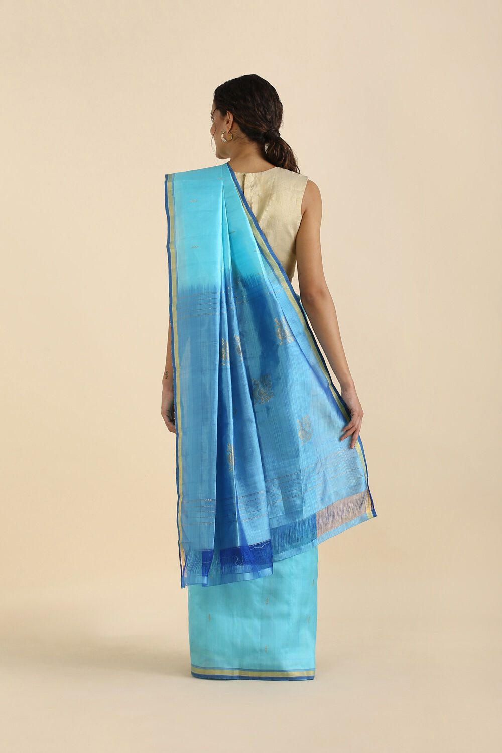 Blue Pure Silk Kanjivaram Saree image number null