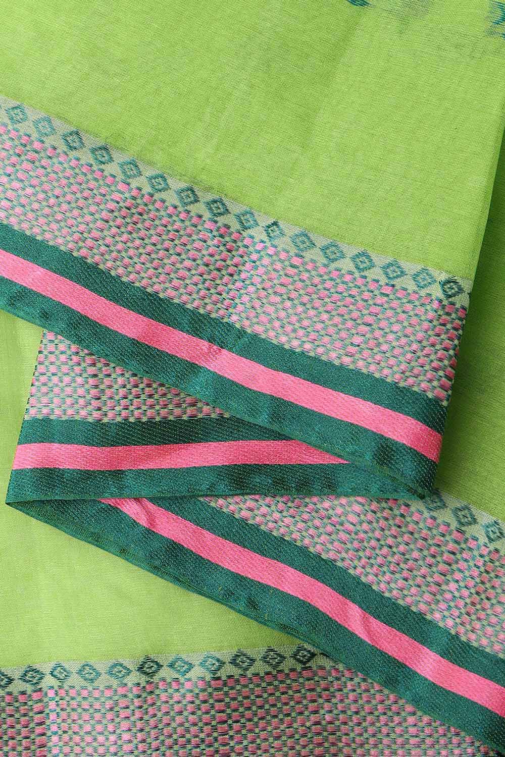 Light Green Pure Cotton Bengal Saree image number null