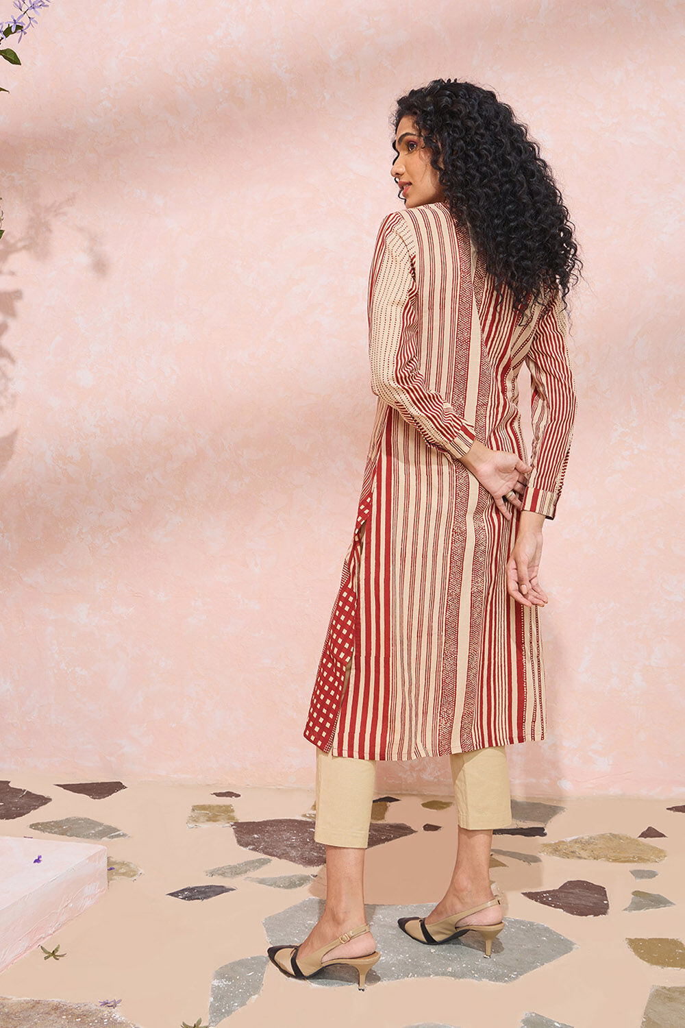 Red Bagru Block Printed Pure Cotton Kurta image number null