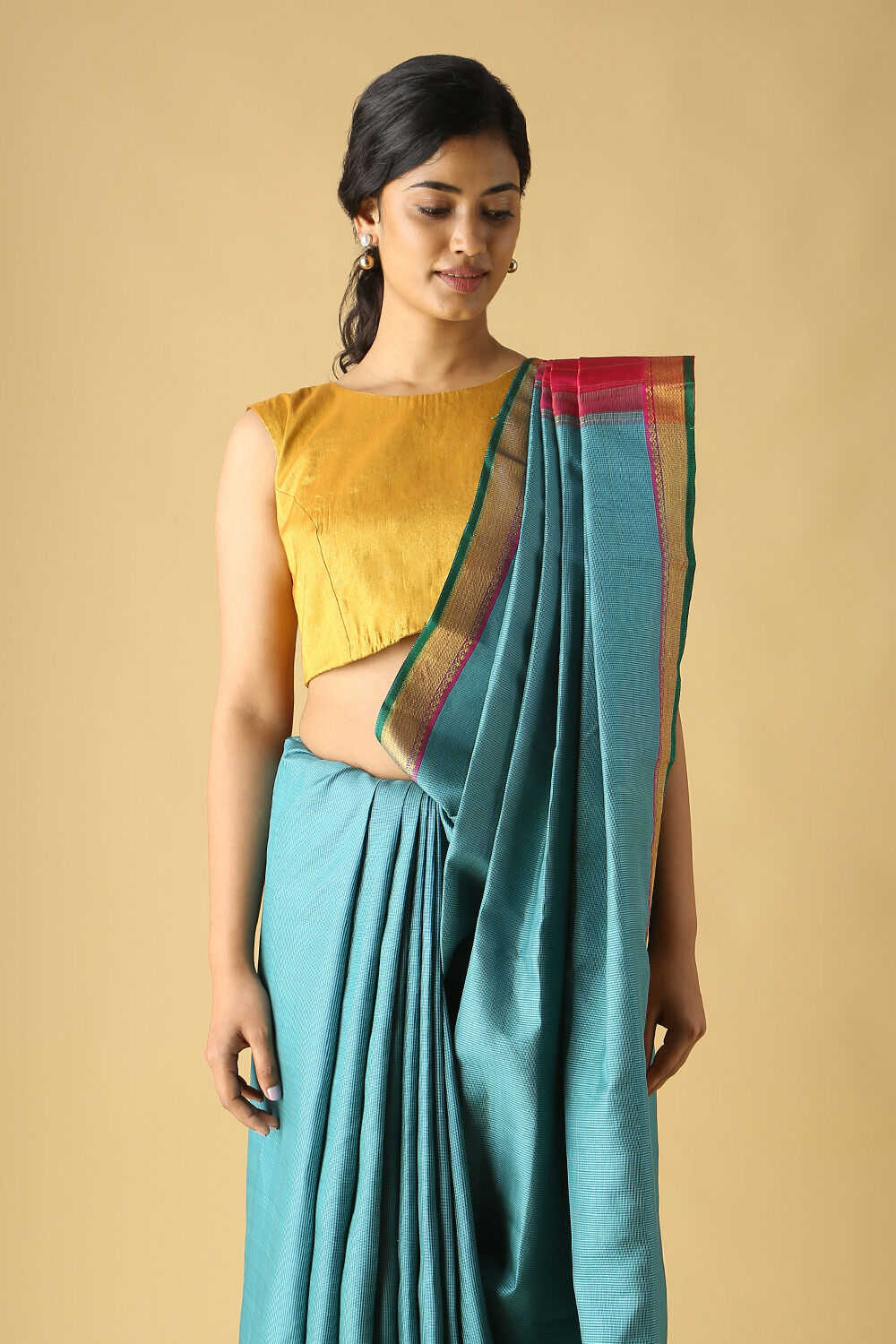Blue Pure Silk Kanjivaram Saree image number null