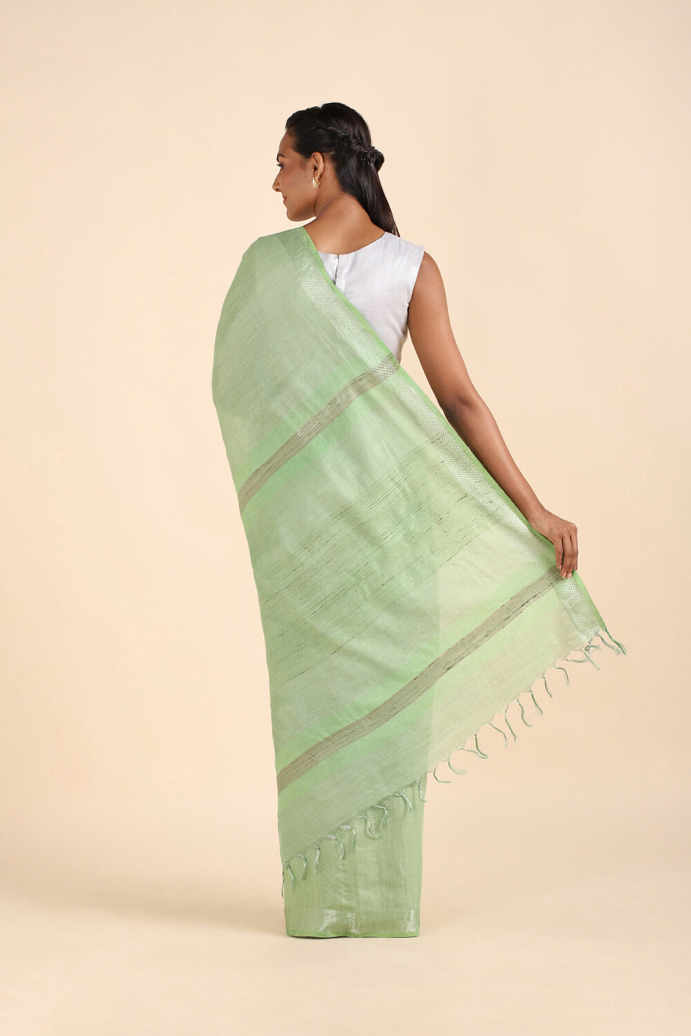 Green Pure Tussar Silk Bhagalpuri Saree image number null