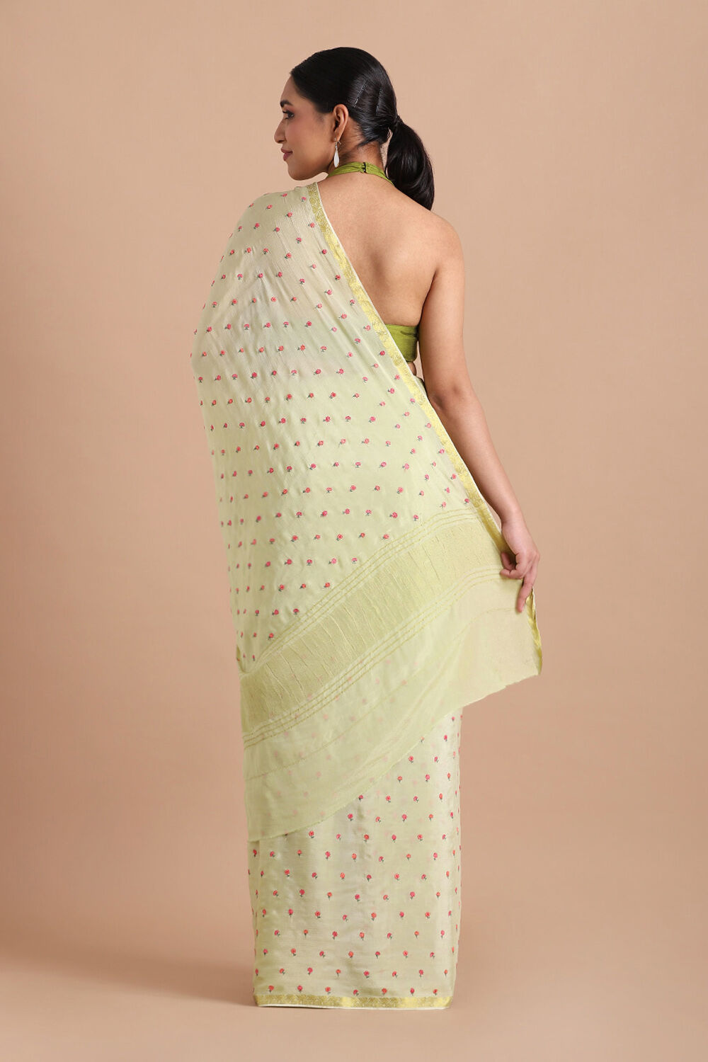 Green Pure Embroidered Saree image number null
