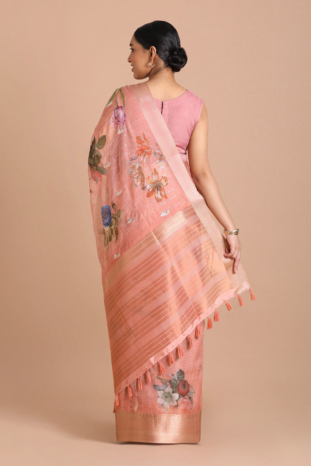 Pink Pure Embroidered Saree image number null