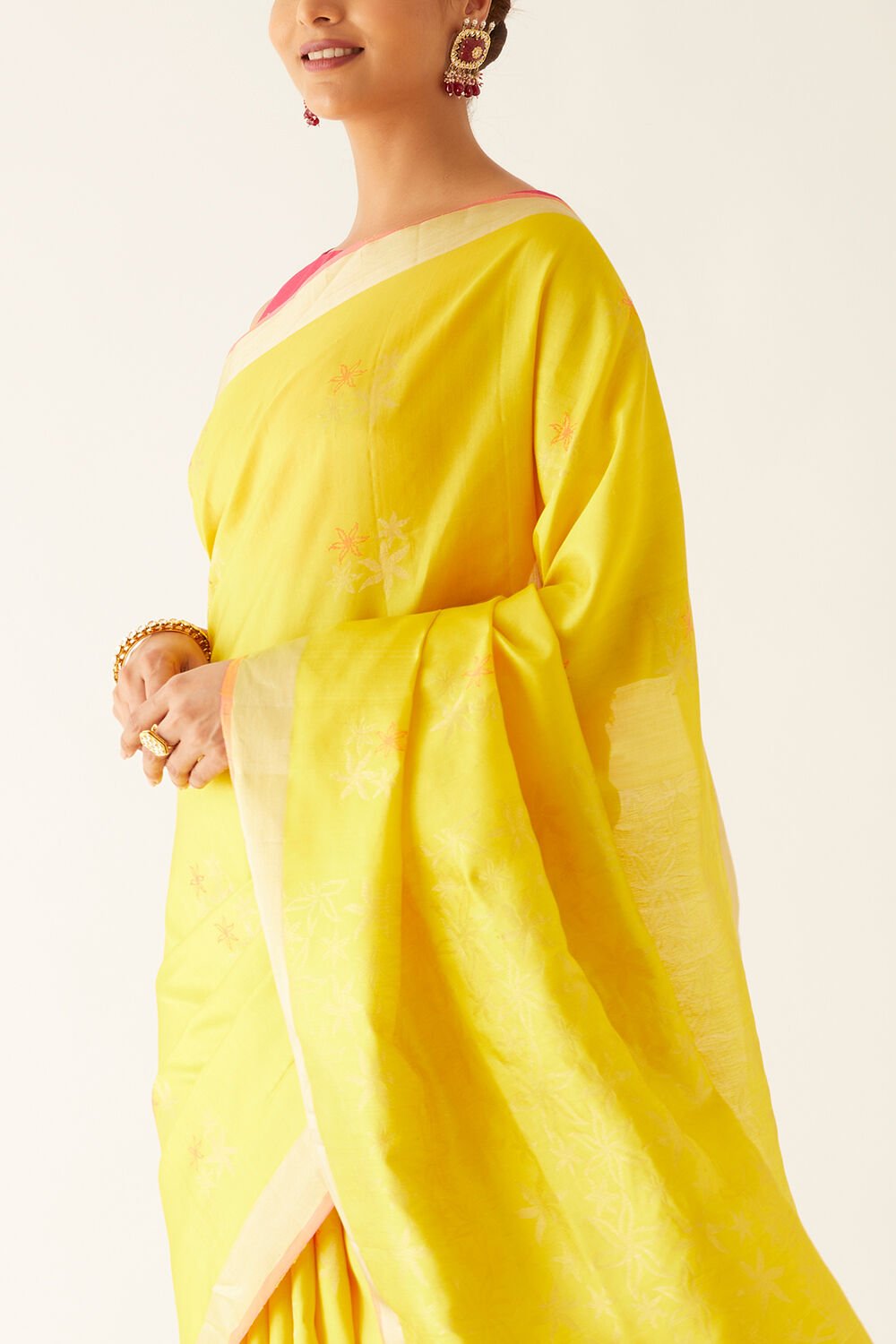 Yellow Pure Silk South Saree image number null