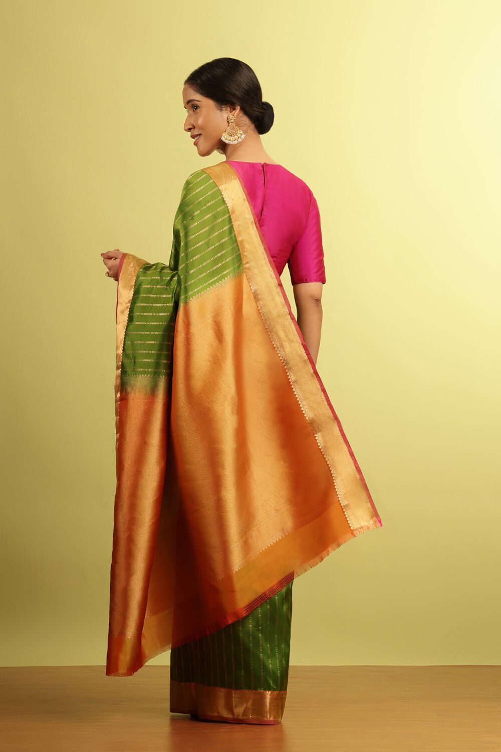 Green Woven Silk Viscose Saree image number null