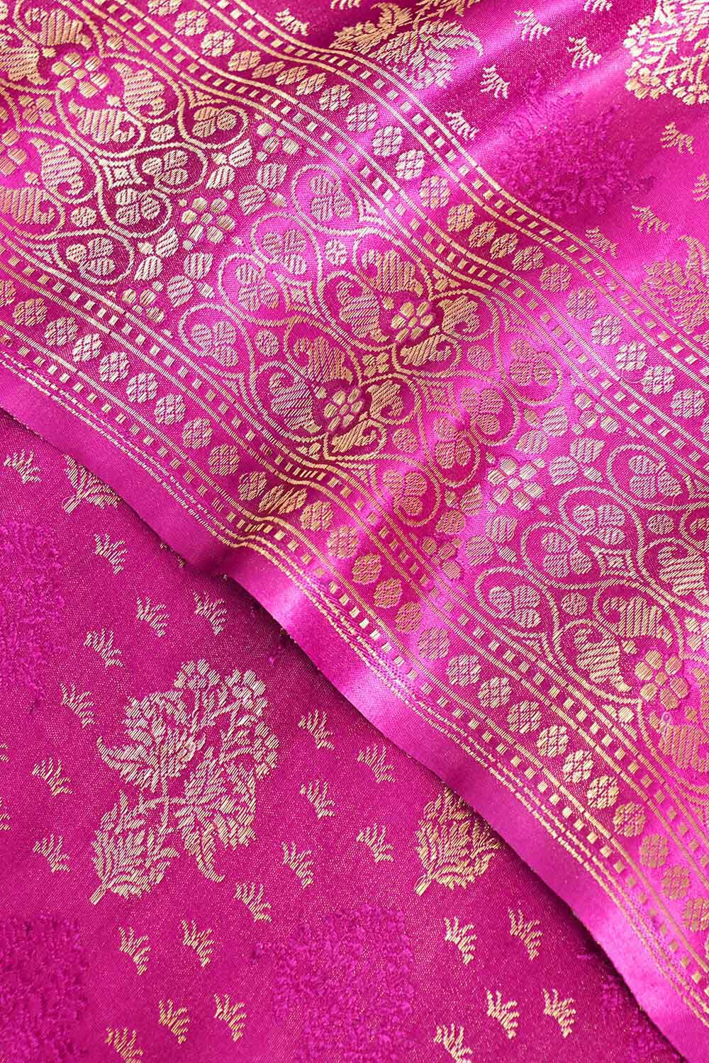 Dark Pink Pure Silk Kadwa Banarasi Saree image number null