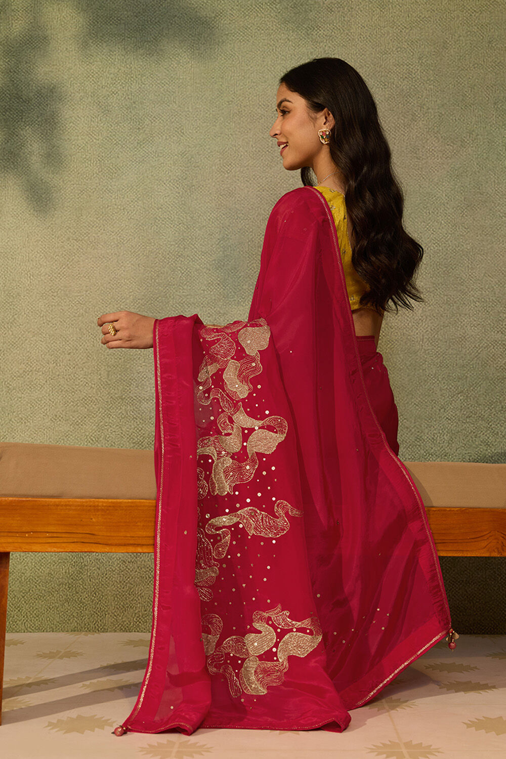 Red Gopalpur Pure Viscose Embroidered Saree image number null