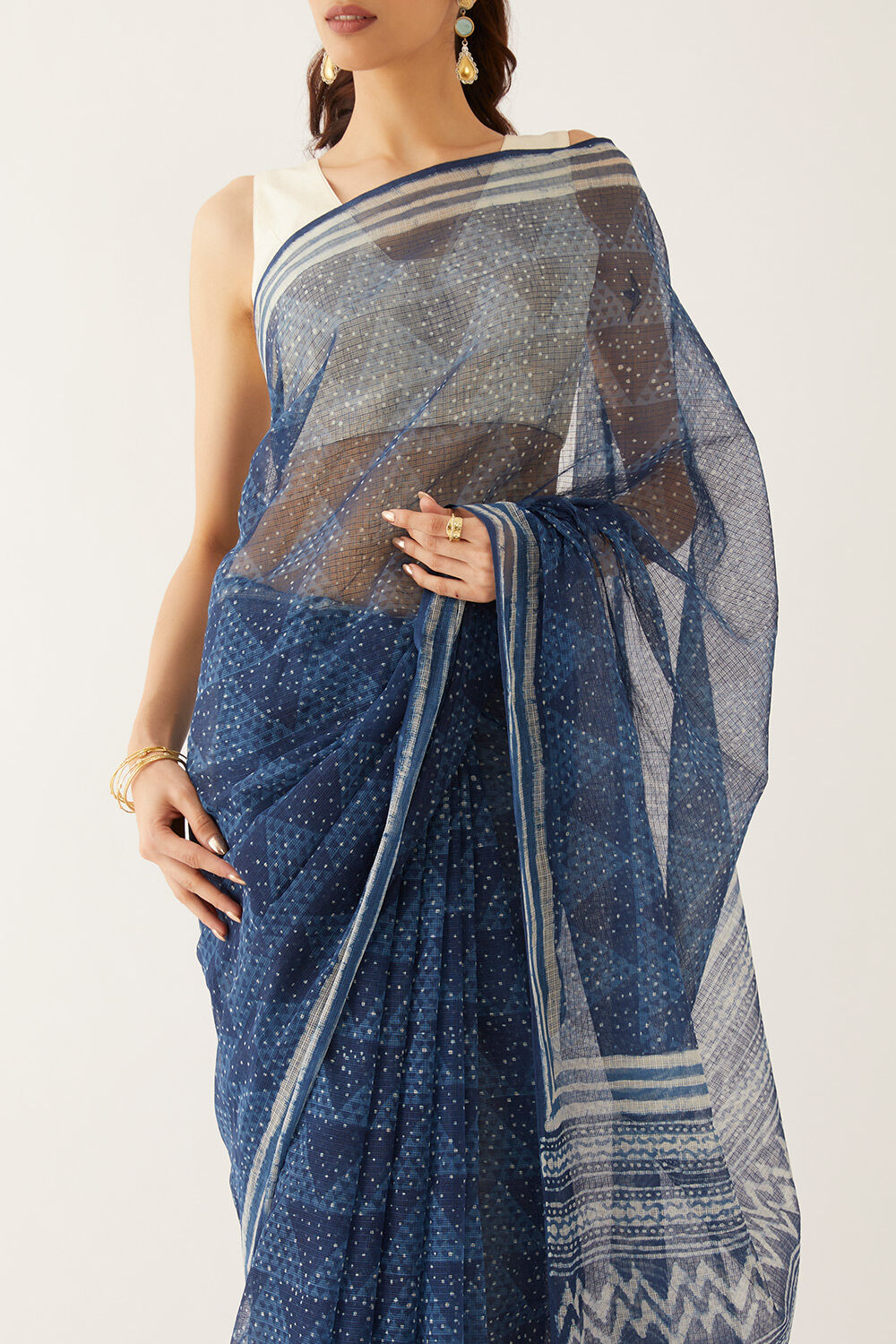 Blue Pure Kota Bagru Printed Saree image number null