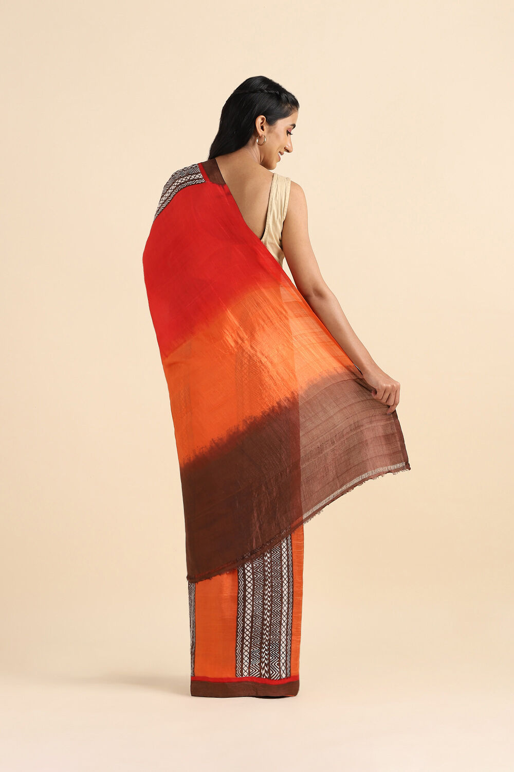 Orange Pure Silk Printed Saree image number null