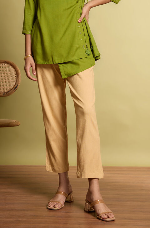 Beige Woven Viscose Trouser