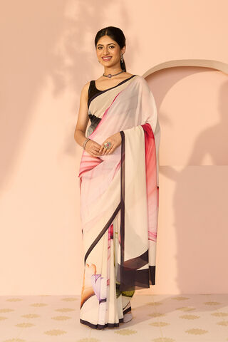 Multicoloured Printed Viscose Georgette Saree thumbnail image number null