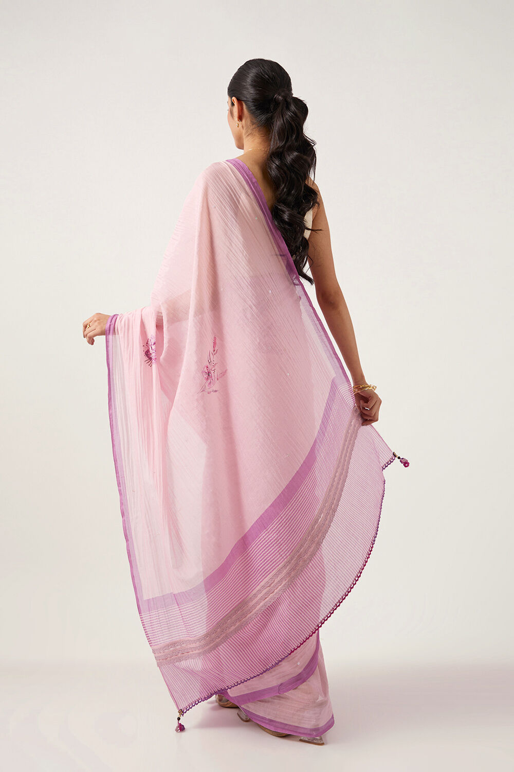 Purple Pure Silk Cotton Digital Printed Saree image number null
