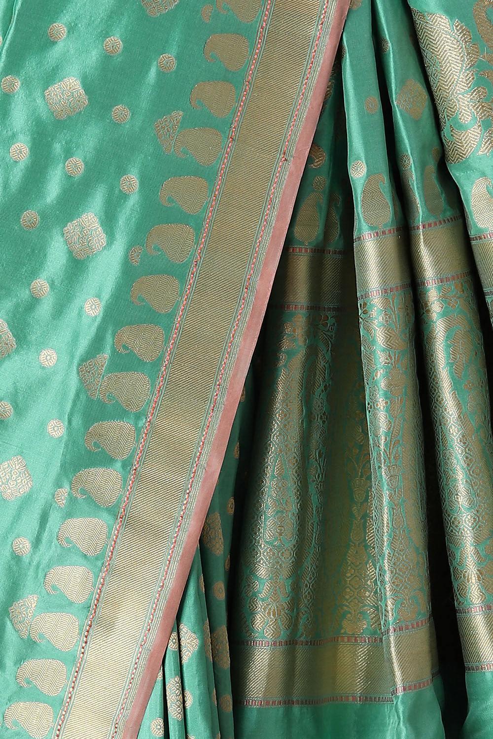 Light Green Pure Silk Banarasi Saree image number null