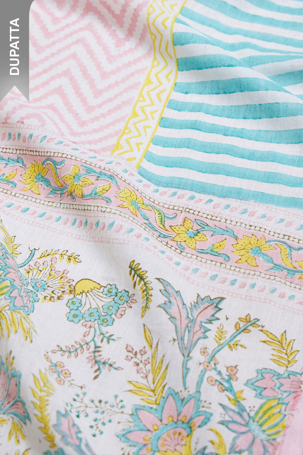Off White Pure Cotton Printed Sanganeri Suit Set image number null
