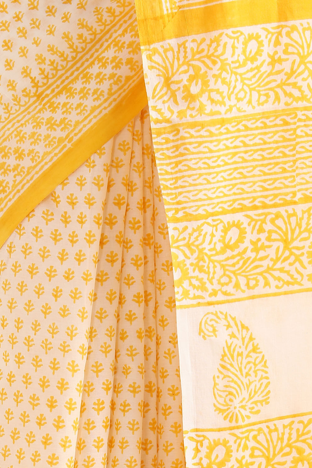 Off Pure White Cotton Sanganeri Printed image number null