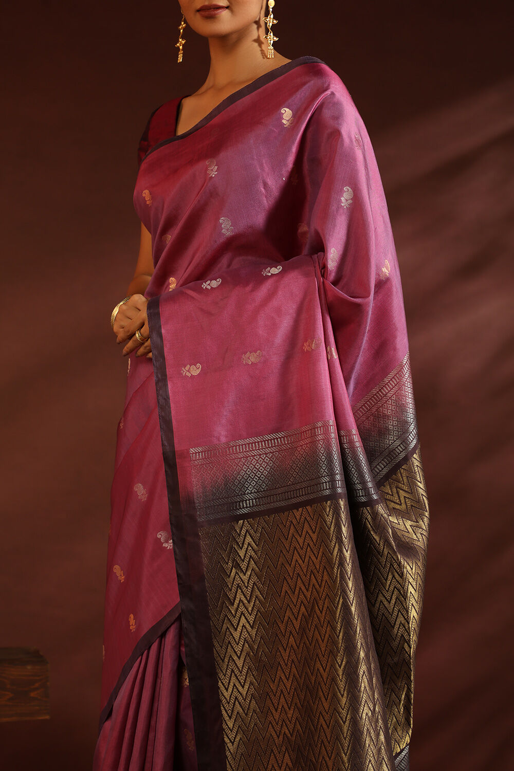 Pink South Pure Silk Woven Saree image number null