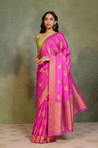 Pink Woven Pure Viscose Saree thumbnail image number null