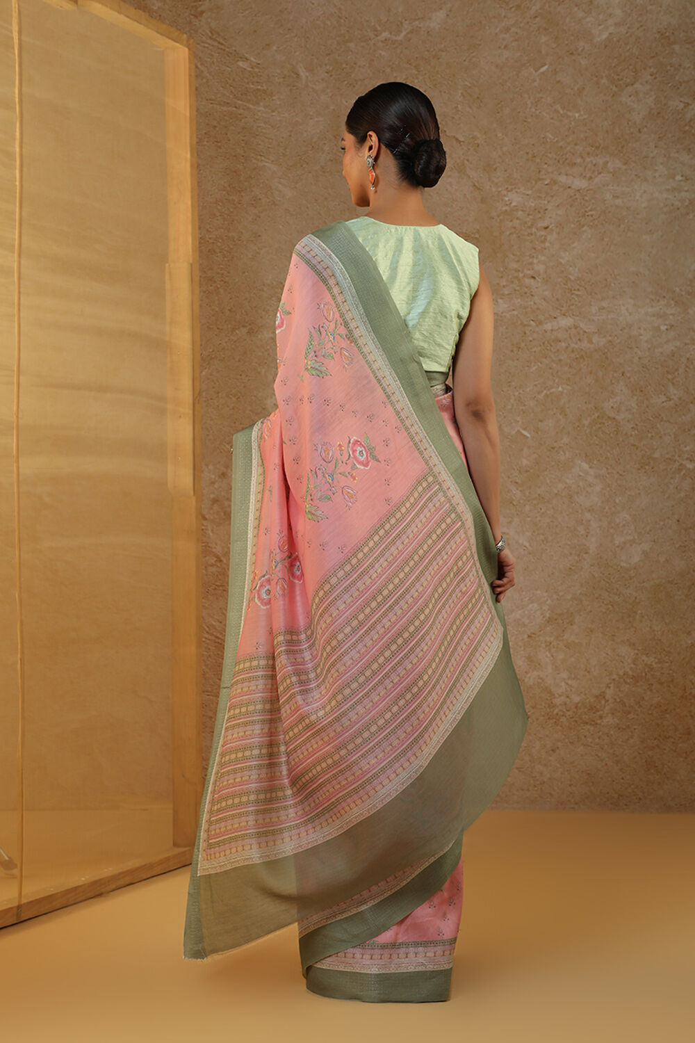 Pink Rajasthan Screen Printed Pure Silk Cotton Saree image number null