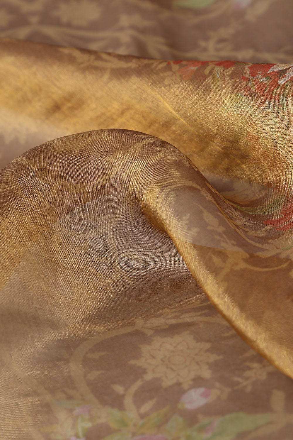 Brown Pure Tissue Silk Digital Printed Saree image number null