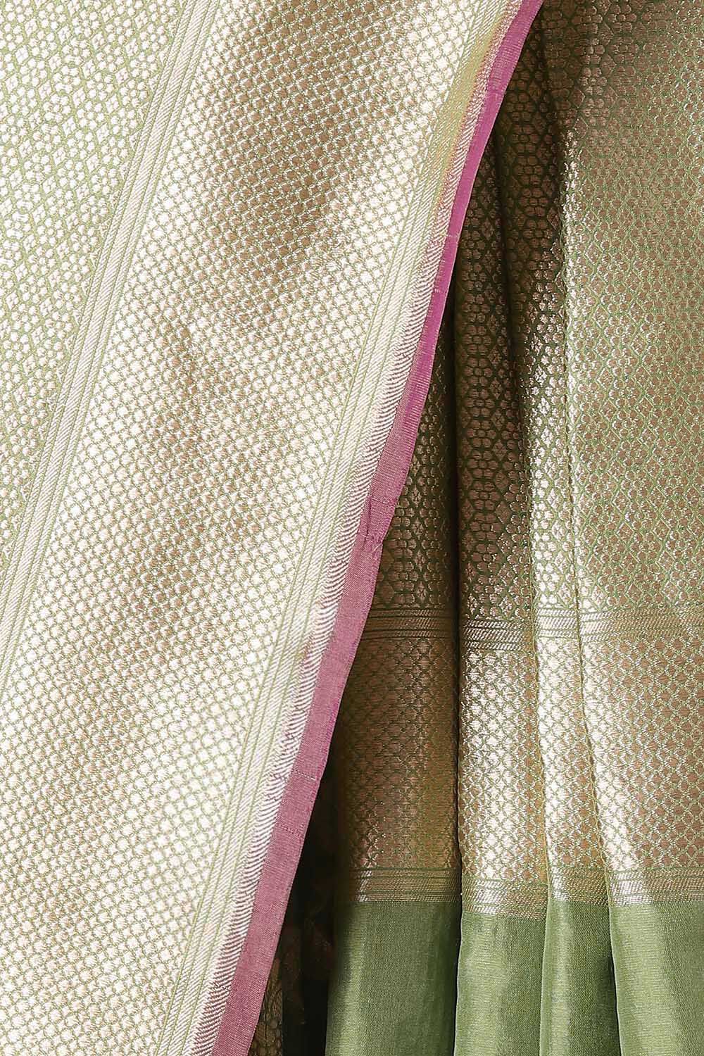 Green Pure Silk Banarasi Saree image number null
