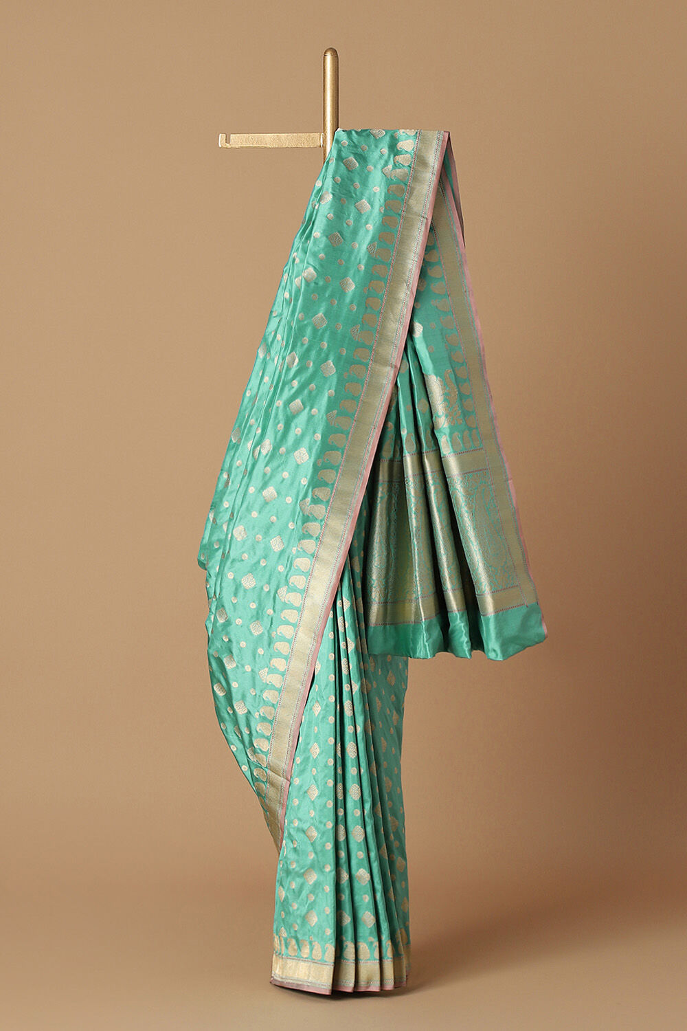 Light Green Pure Silk Banarasi Saree image number null