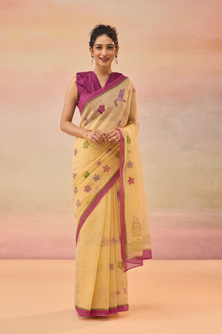 Beige Bengal Pure Kota Hand Painted Saree image number