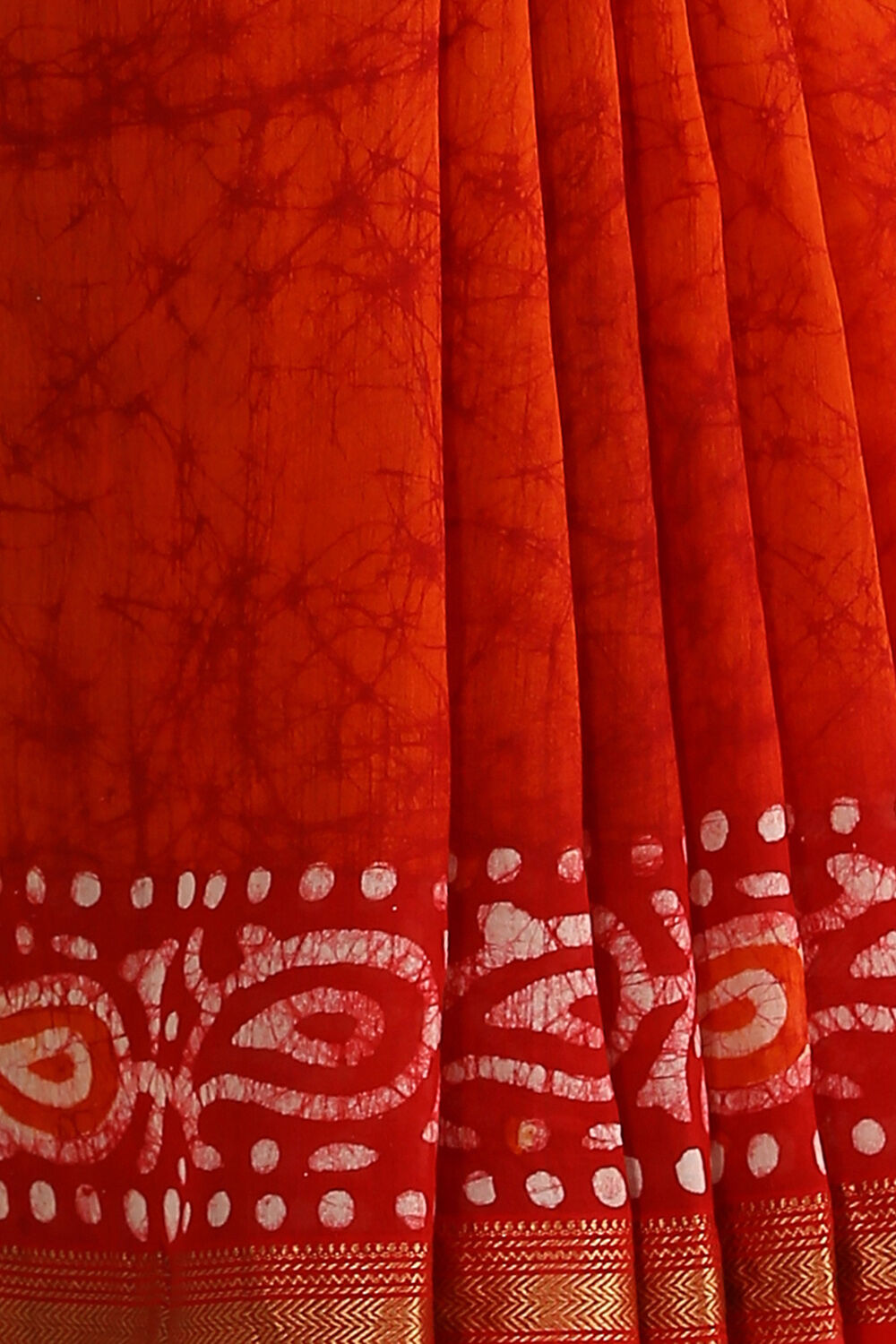 Orange Batik Pure Silk Cotton Saree image number null