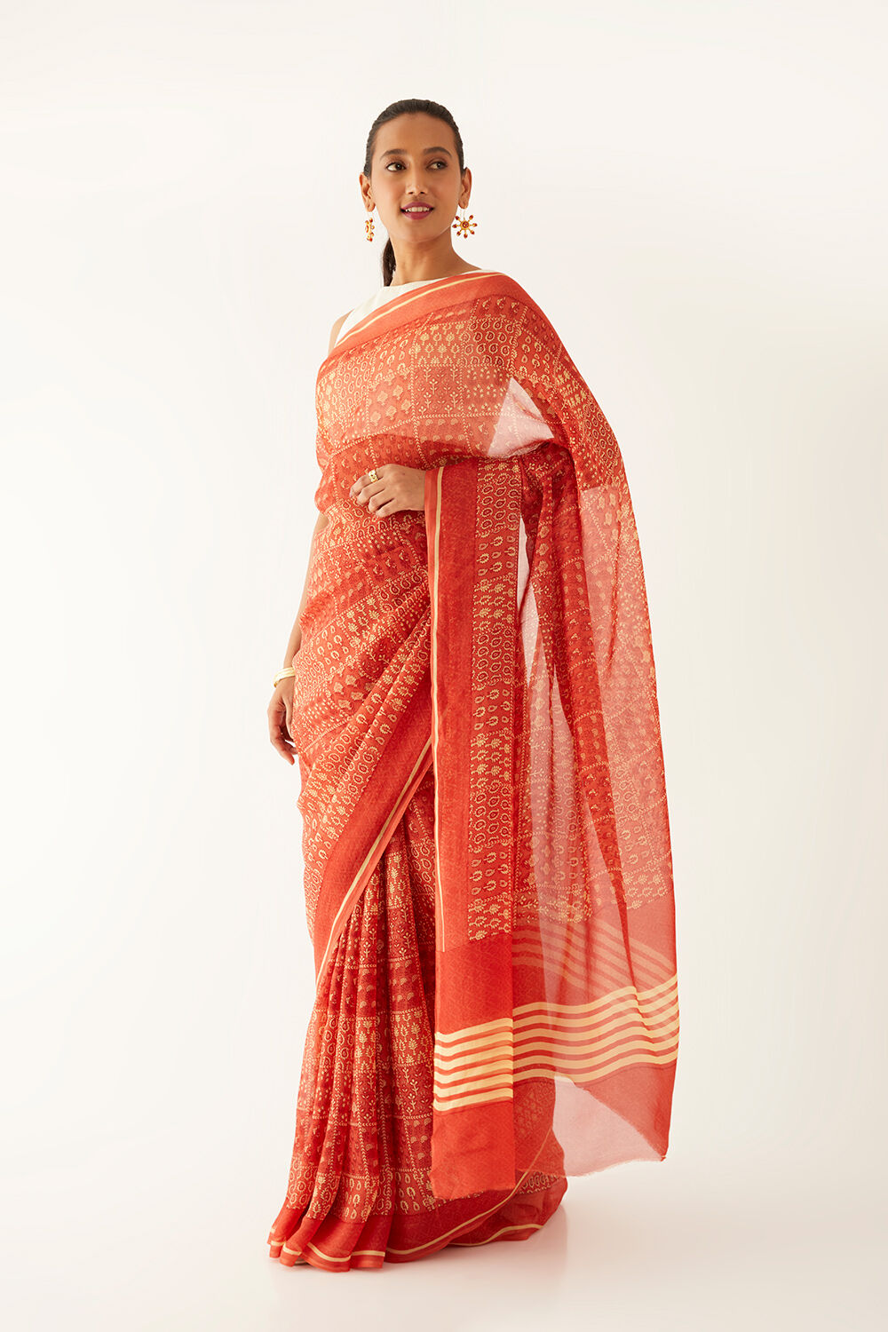 Pink Viscose Organza Printed Saree image number null