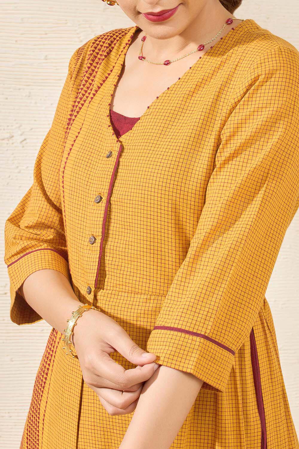 Yellow Pure Cotton Woven Kurta Set image number null