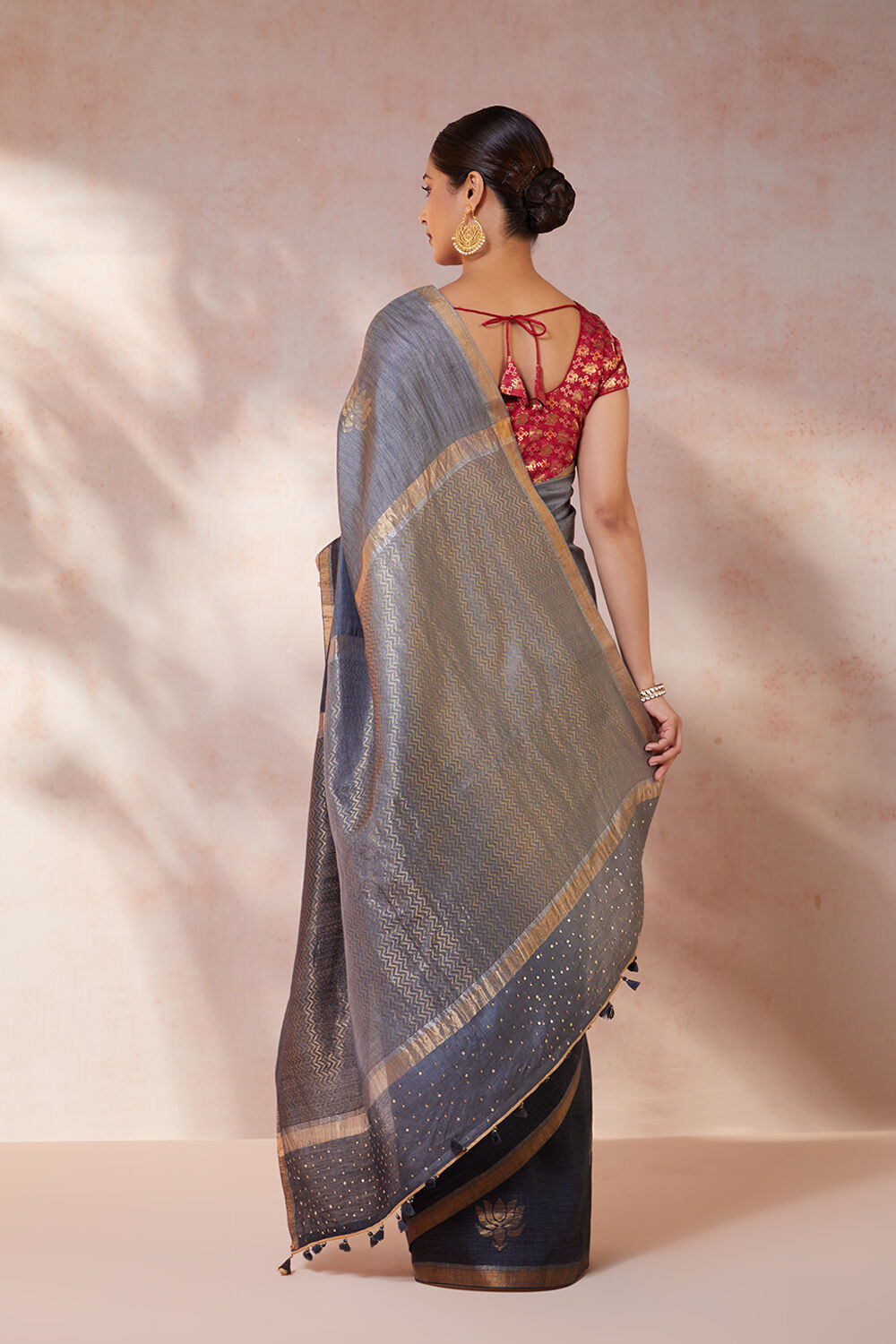 Grey Chattisgarh Pure Tussar Silk Hand Painted Saree image number null