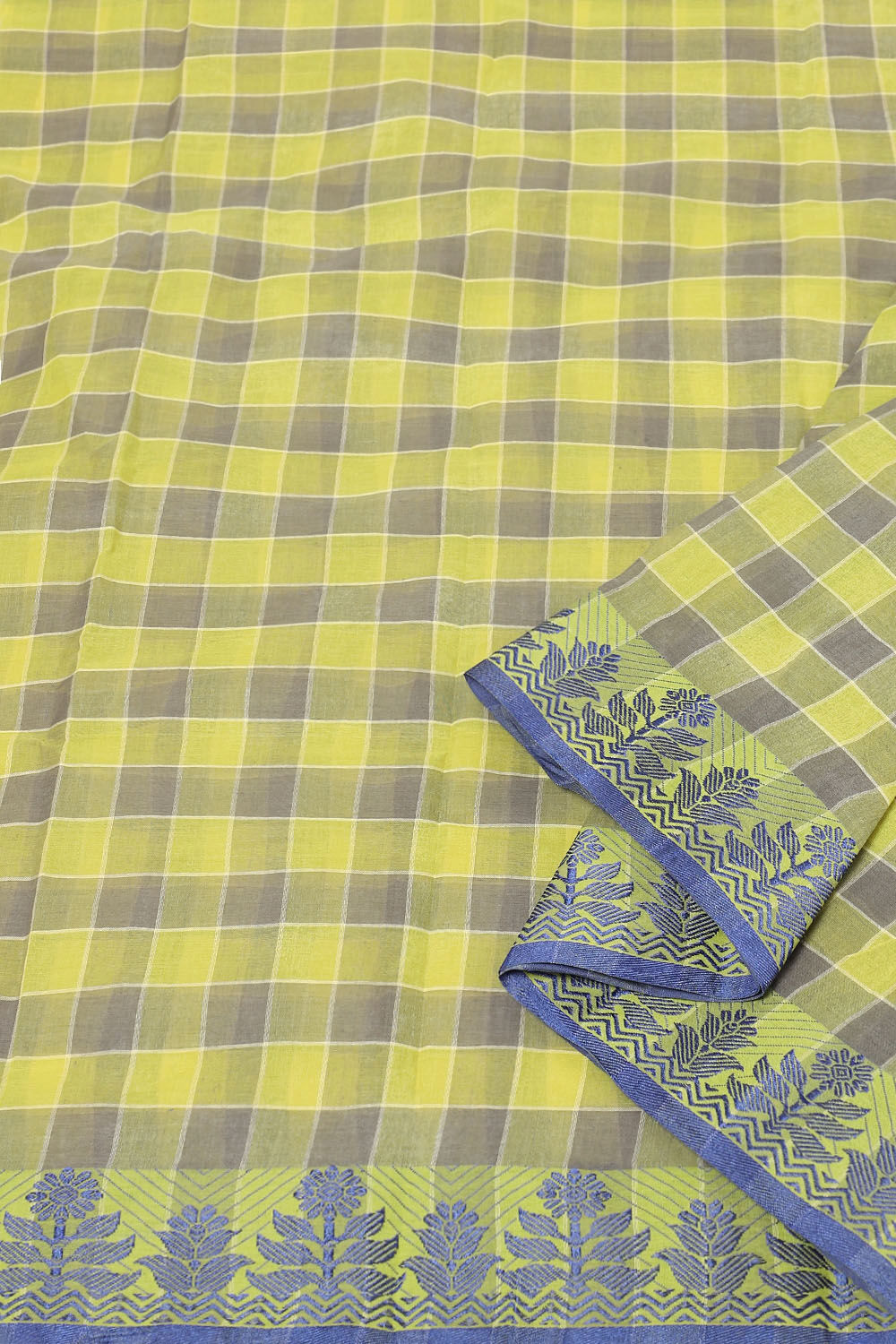 Light Pure Green Cotton Bengal Saree image number null