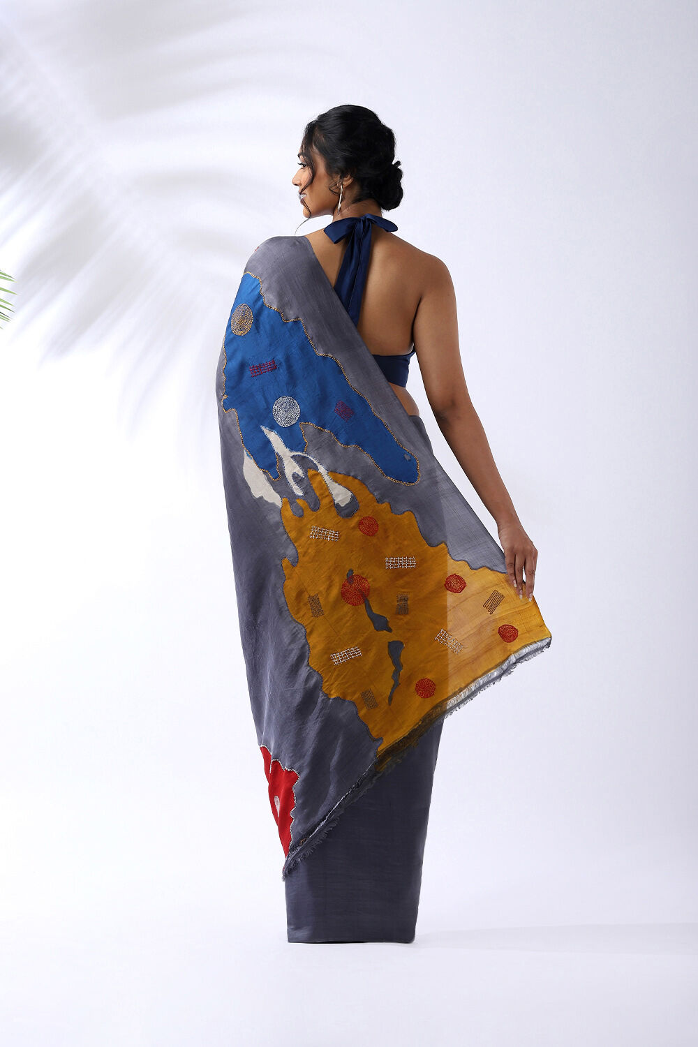 Grey Pure Silk Batik Saree image number null