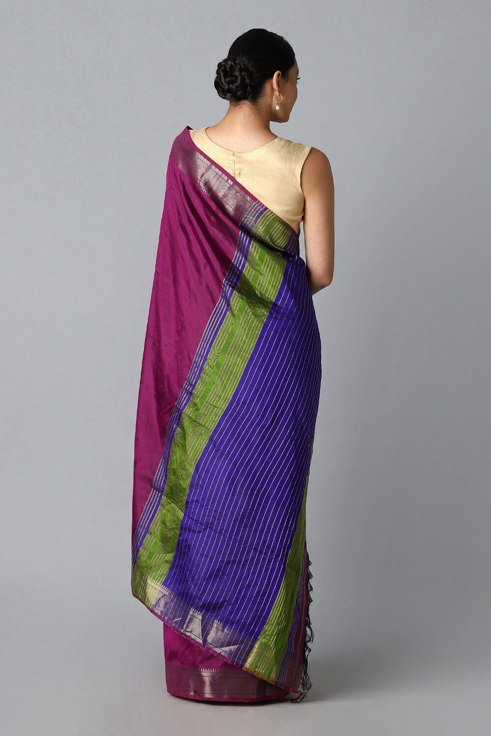 Dark Violet Pure Silk Saree image number null
