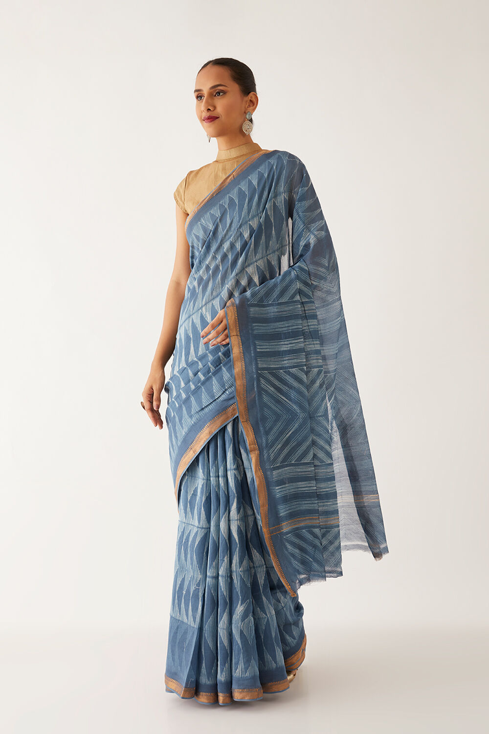 Grey Pure Silk Cotton Shibori Saree image number null